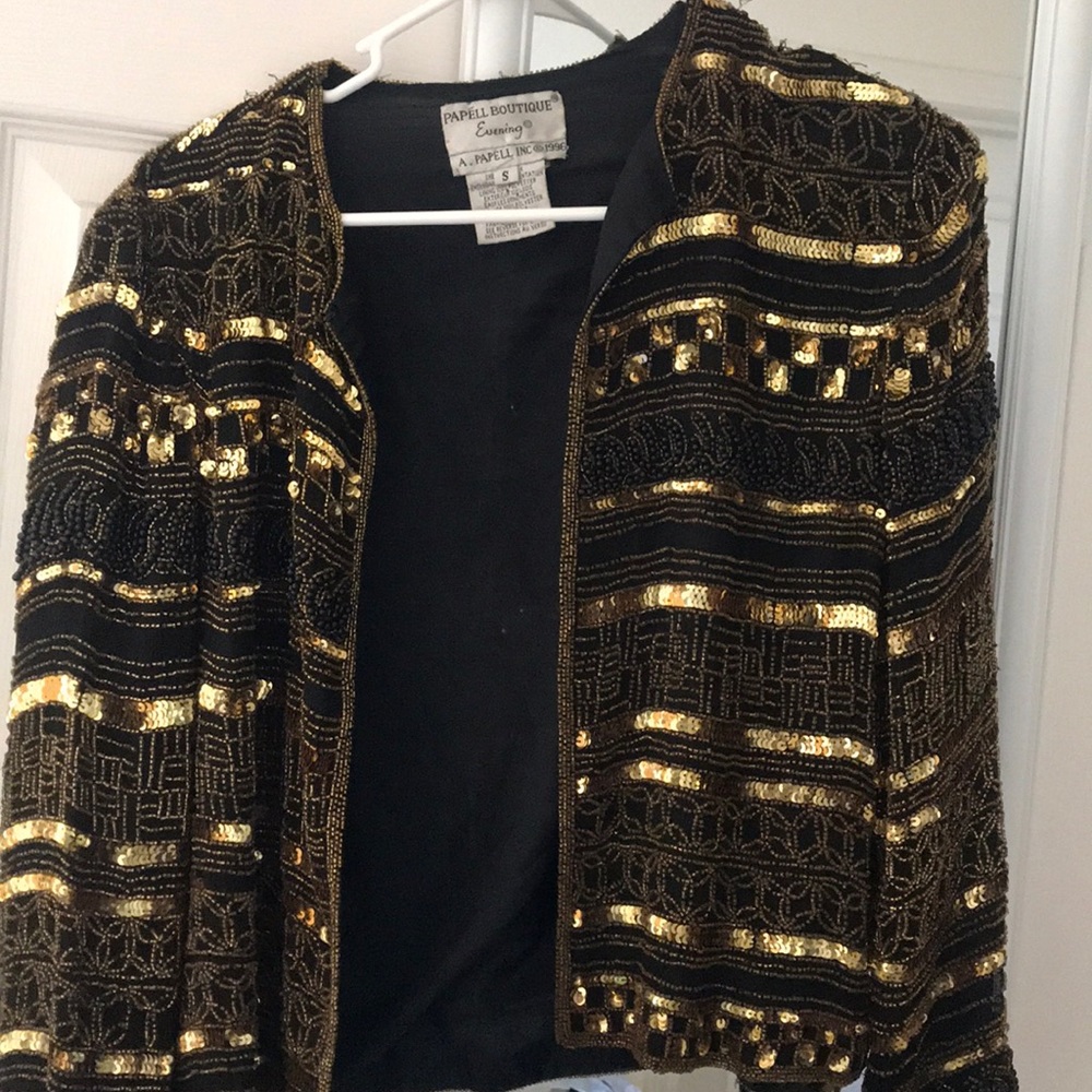 Vintage sequin gold and black blazer✨